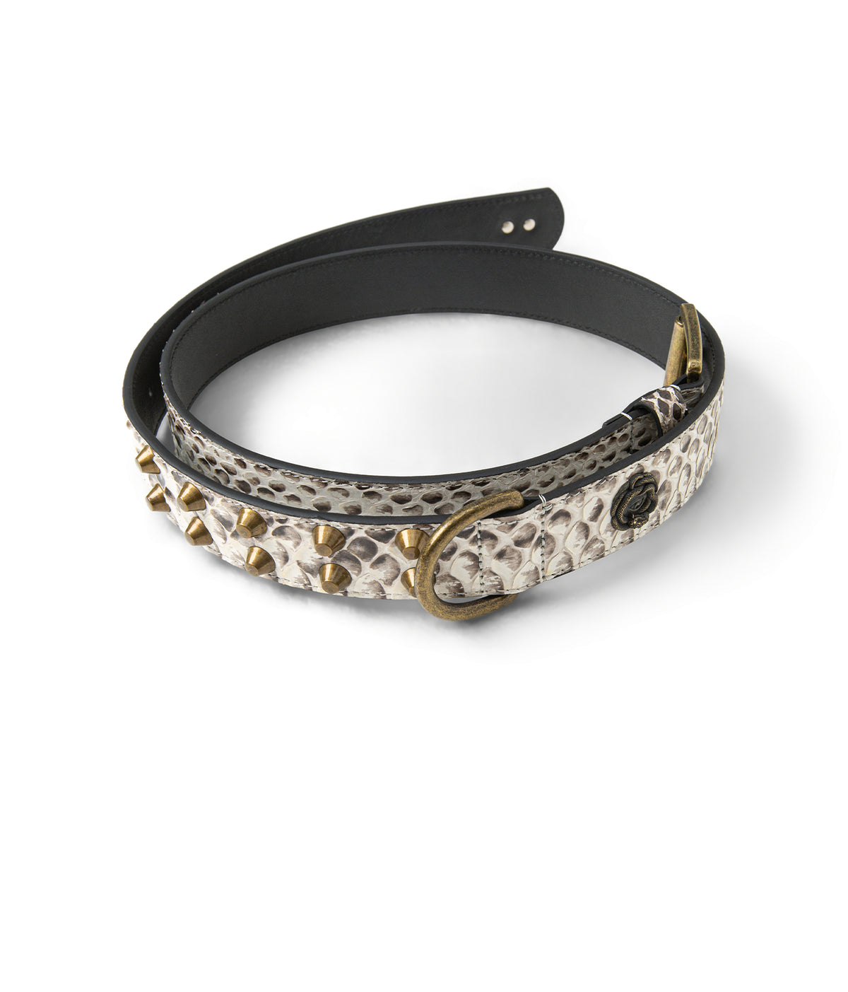 Python Leather Studded Belt — Lateral Scale