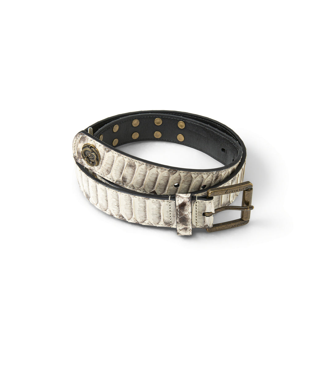 Python Leather Studded Belt — Ventral Scale