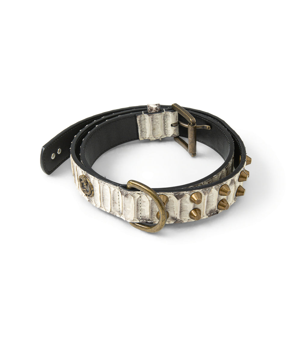 Python Leather Studded Belt — Ventral Scale