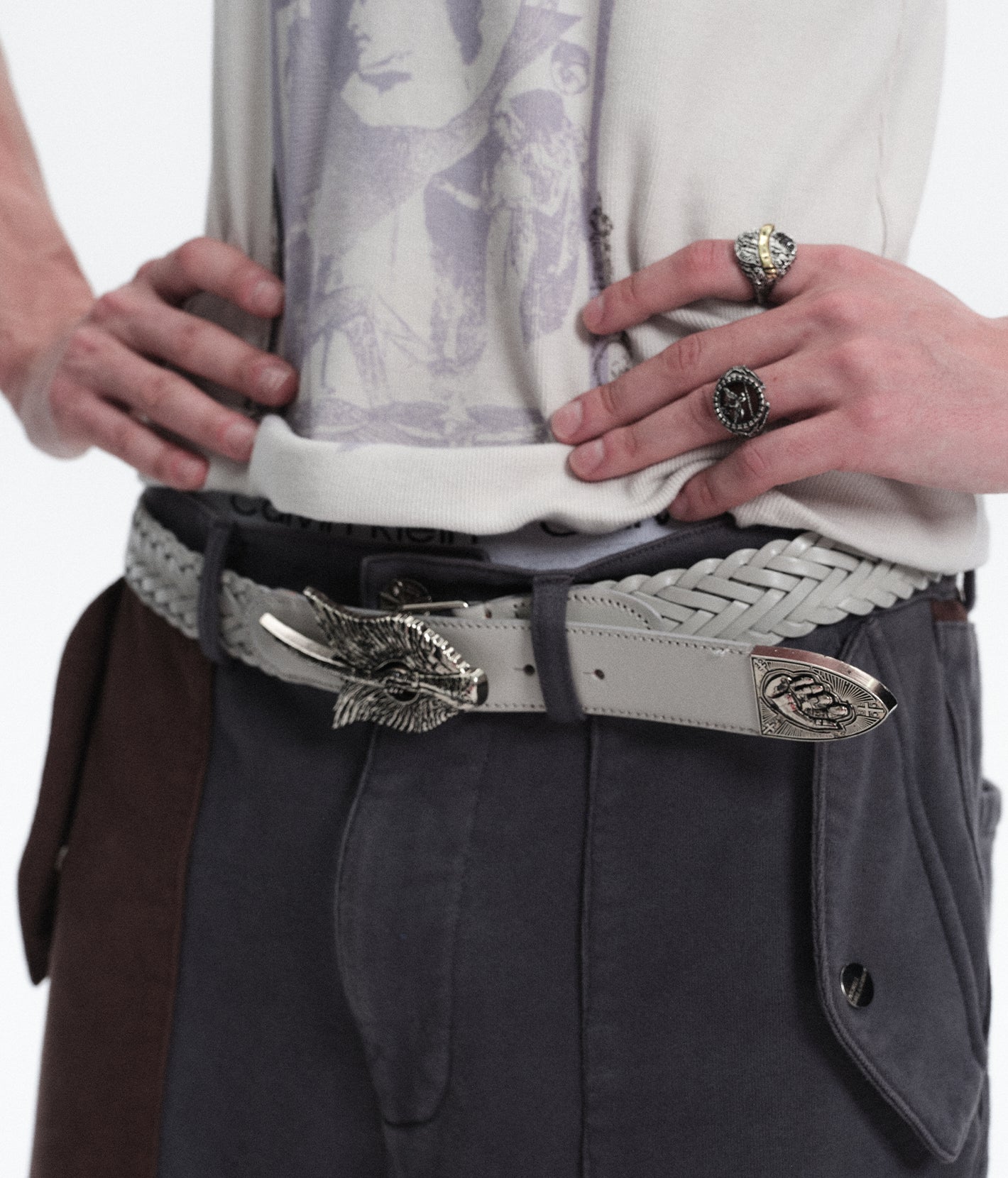 Winged Sword Insignia Belt WHT