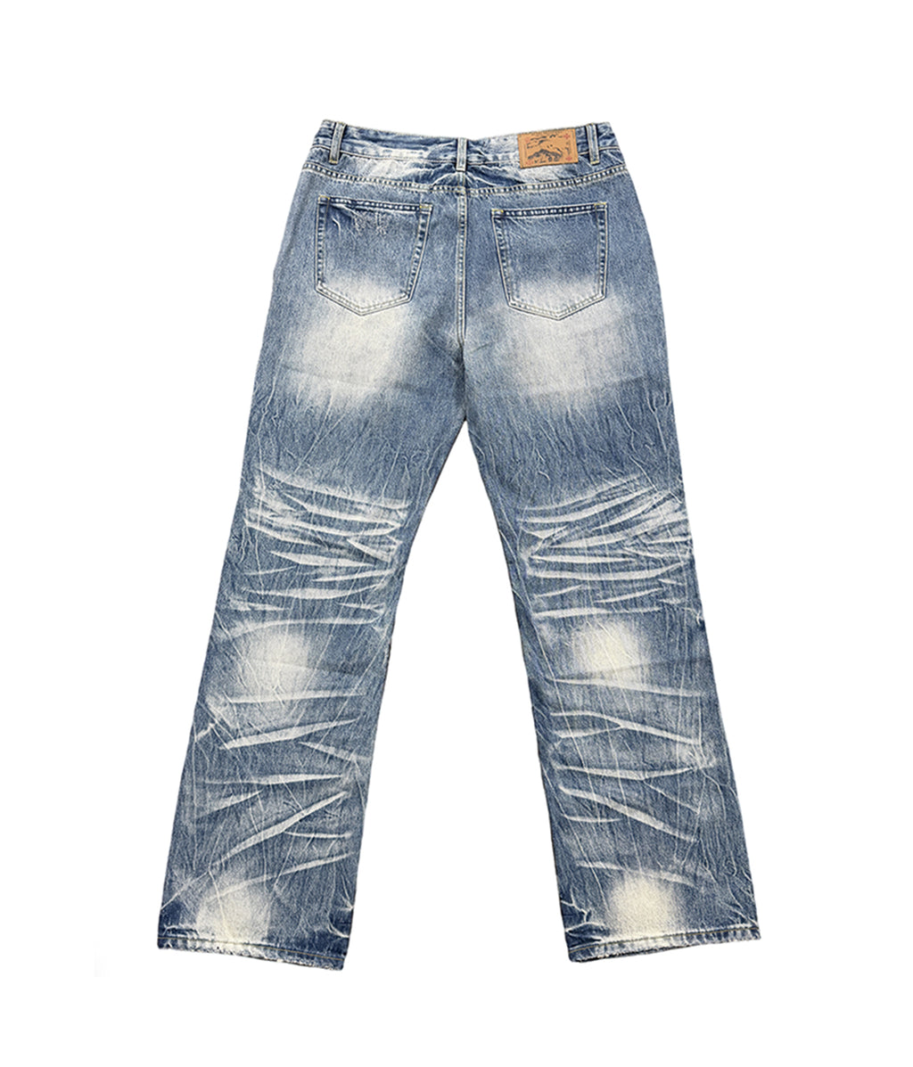 Whiskered Wash Straight-Leg Jeans | Richill Melancholy