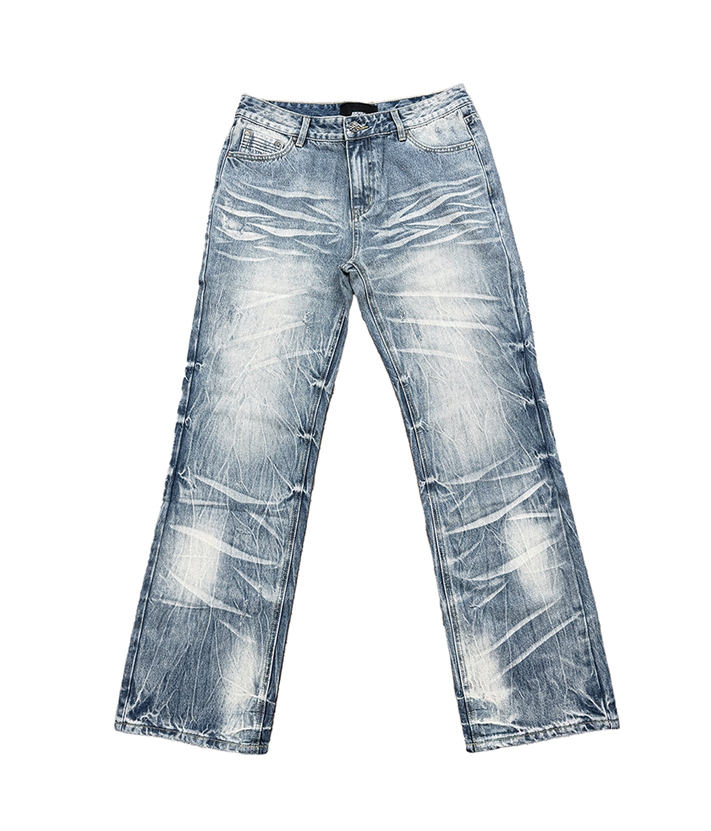 Whiskered Wash Straight-Leg Jeans | Richill Melancholy